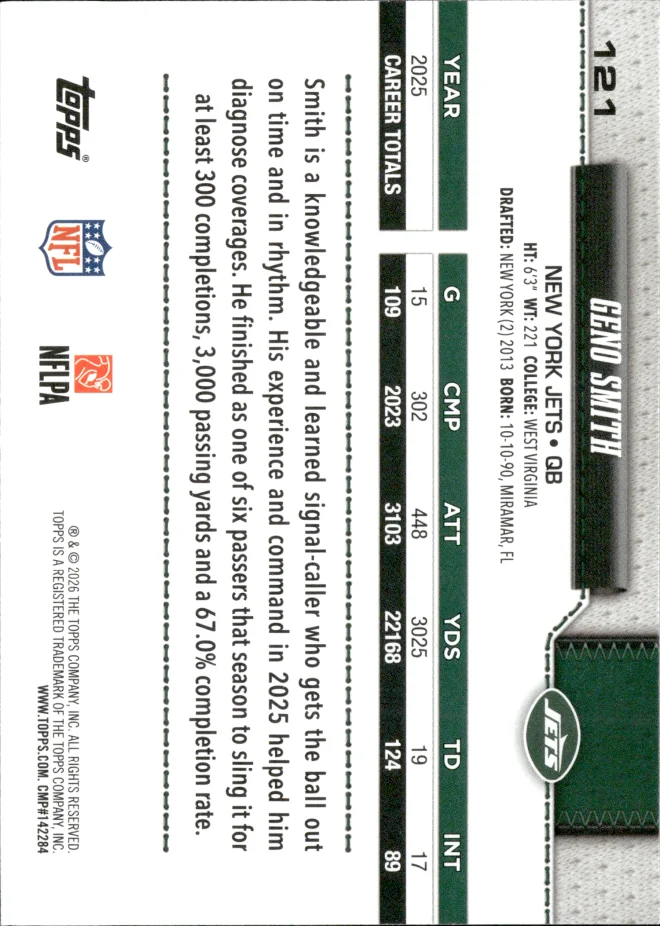 Geno Smith card back