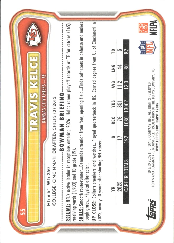 Travis Kelce card back