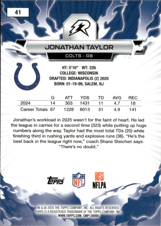 Jonathan Taylor card back