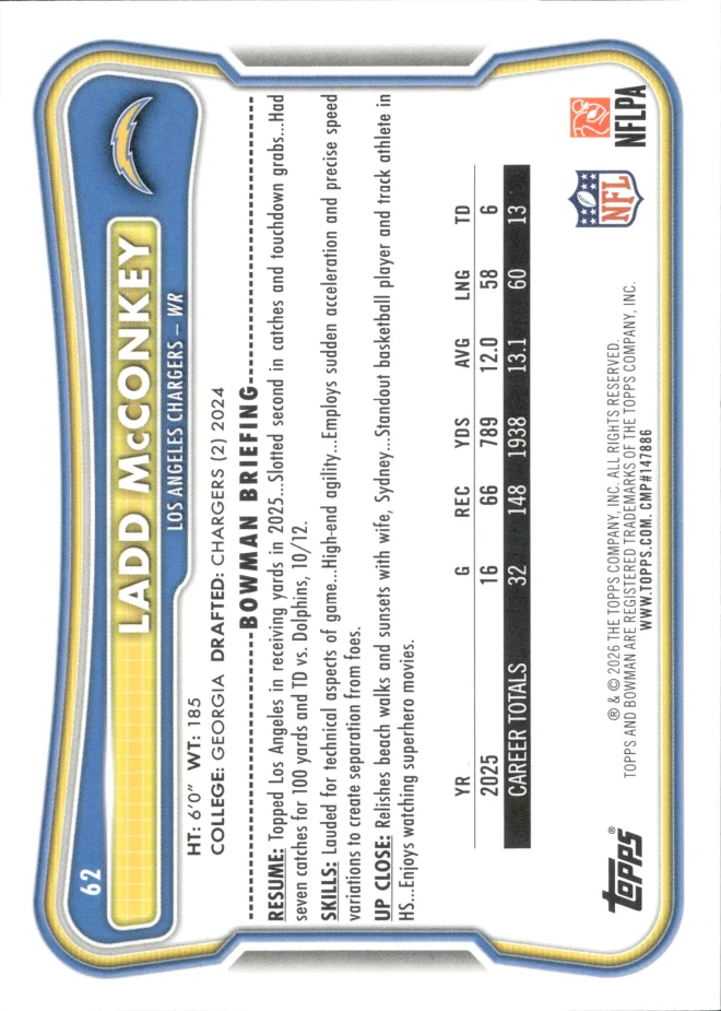 Ladd McConkey card back