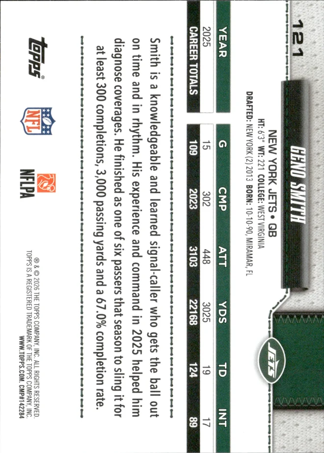 Geno Smith card back