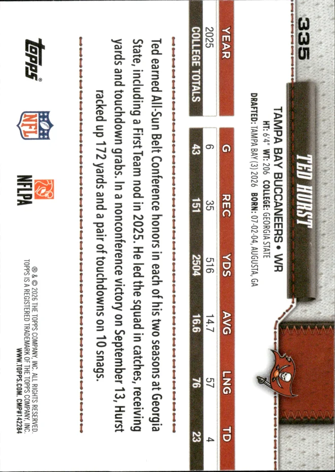 Ted Hurst card back