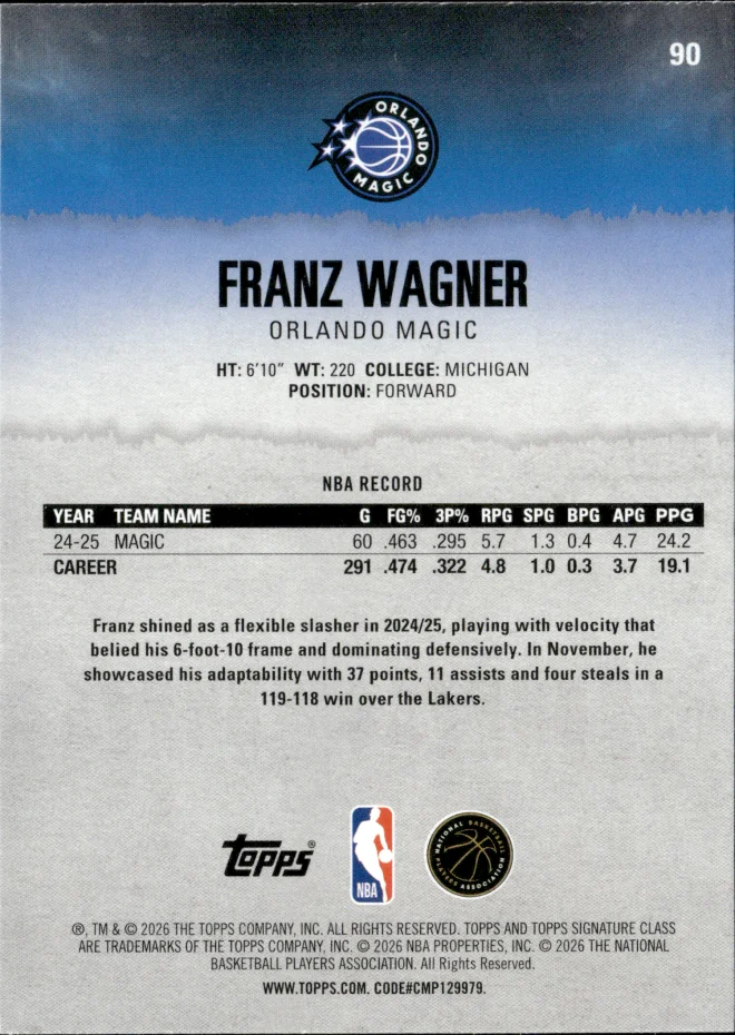 Franz Wagner card back