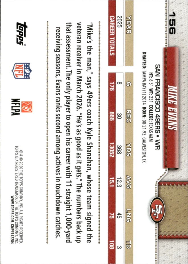 Mike Evans card back