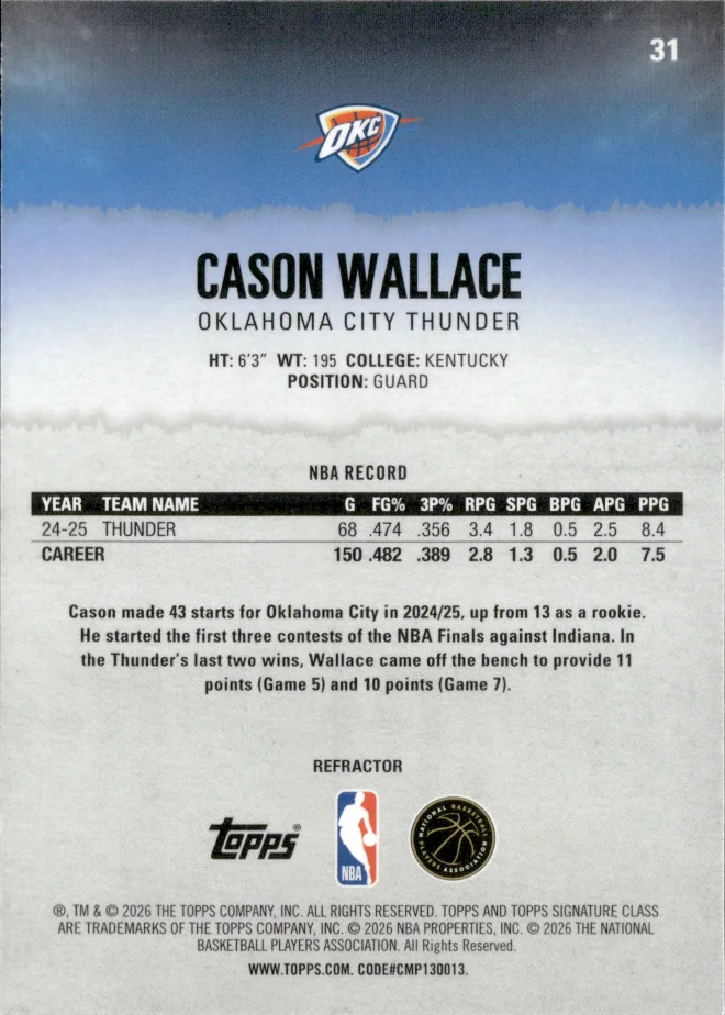 Cason Wallace card back