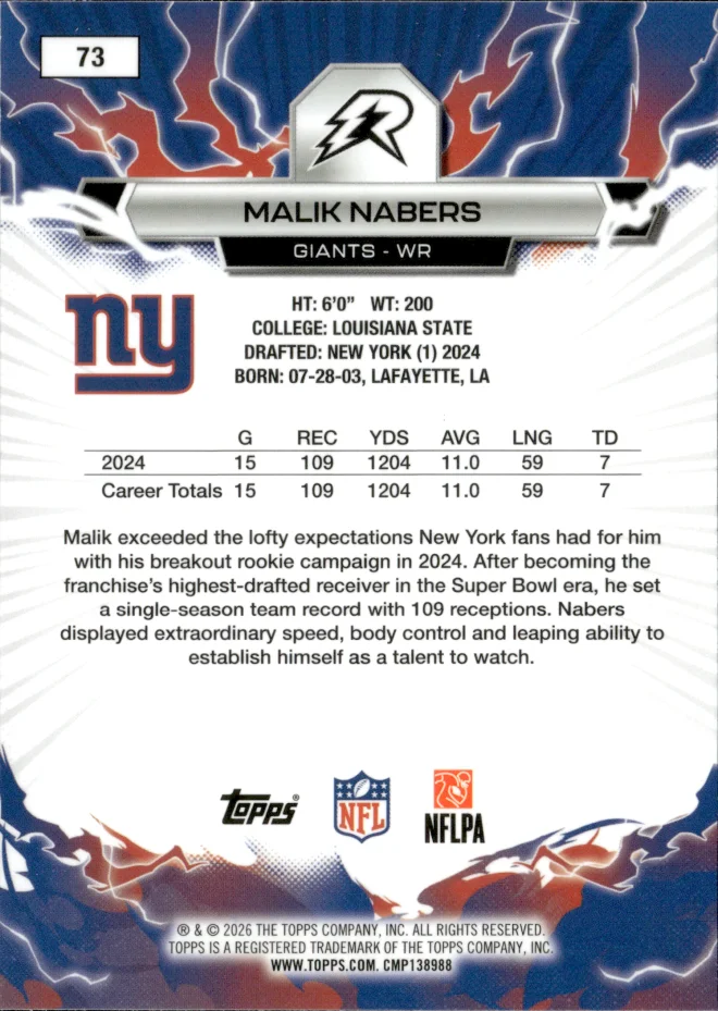 Malik Nabers card back
