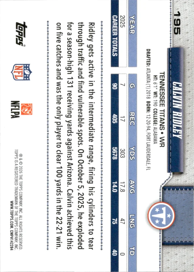Calvin Ridley card back