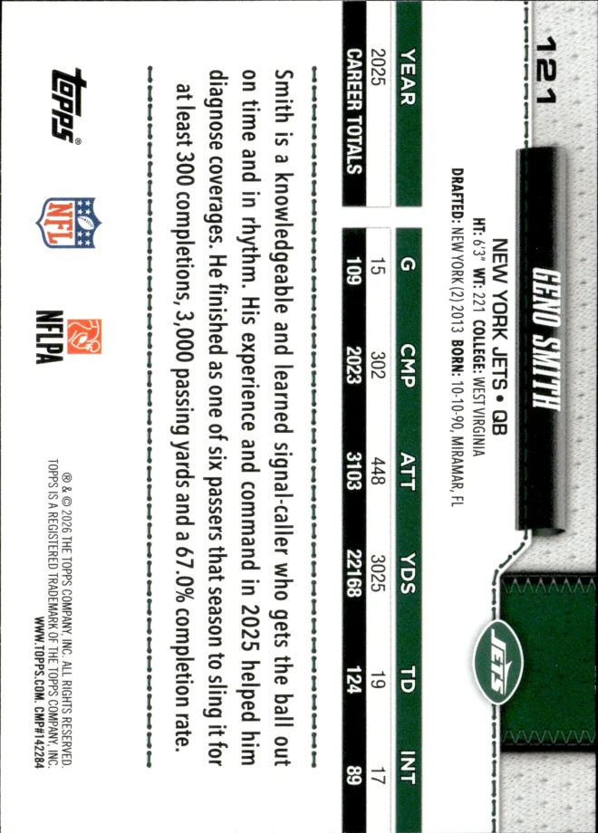 Geno Smith card back