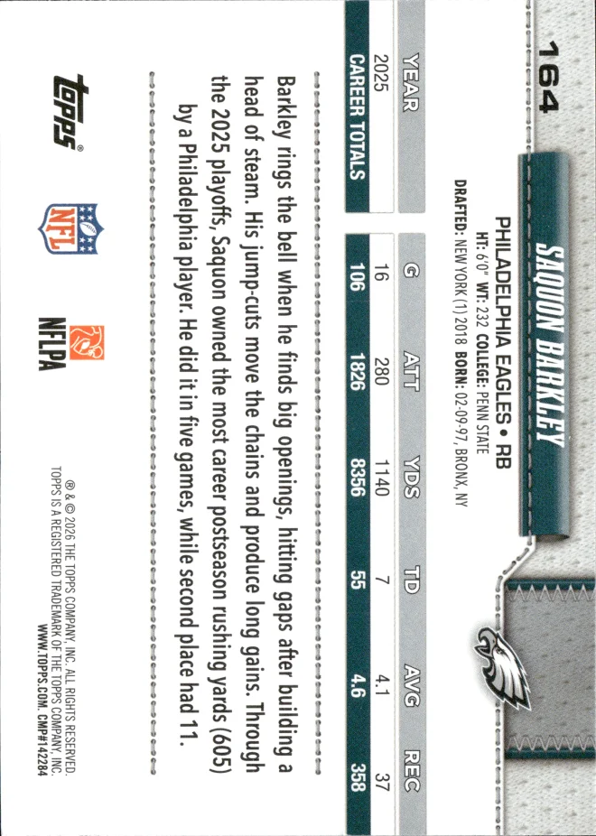 Saquon Barkley card back