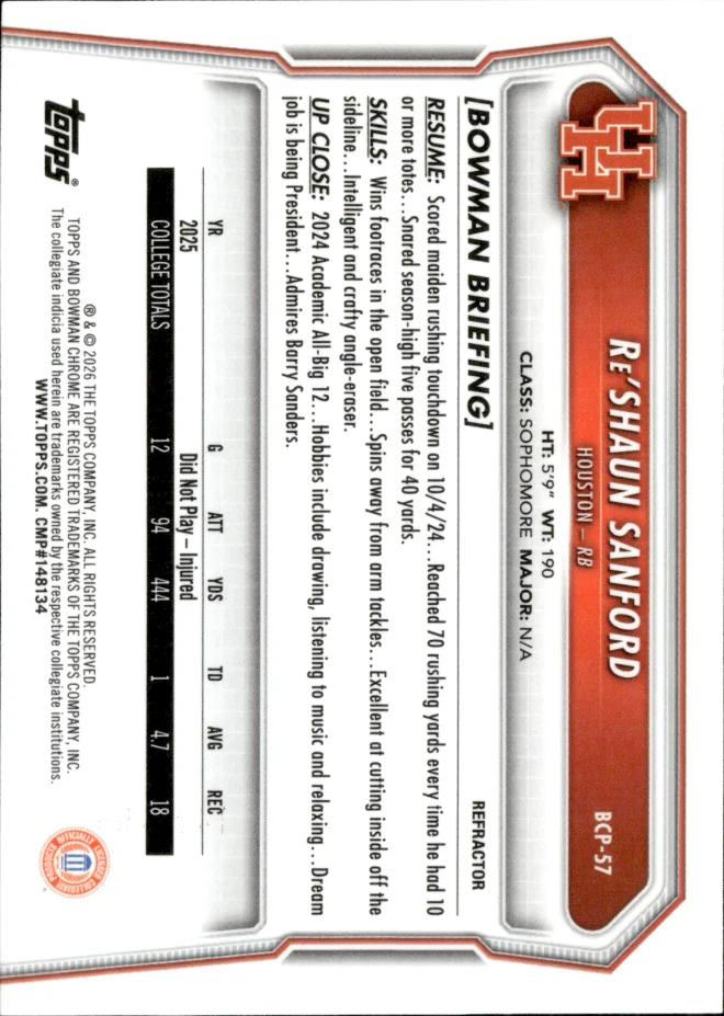 Re'Shaun Sanford card back
