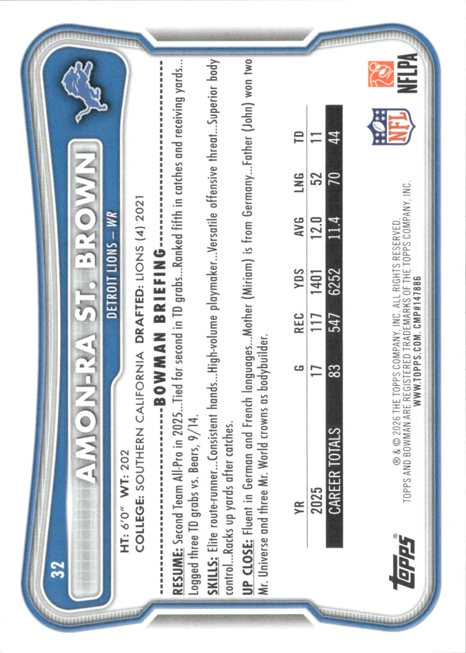 Amon-Ra St. Brown card back