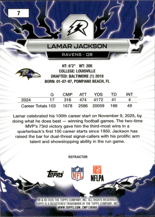 Lamar Jackson card back
