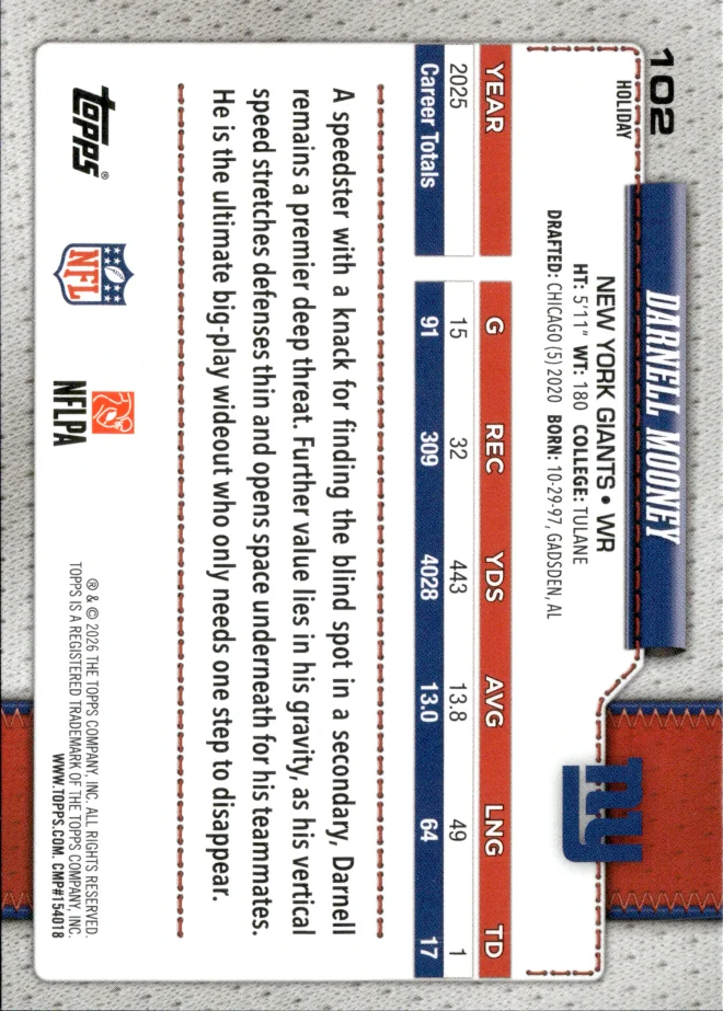 Darnell Mooney card back