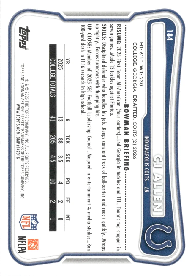 CJ Allen card back
