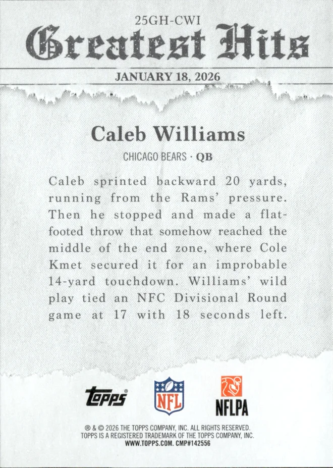 Caleb Williams card back