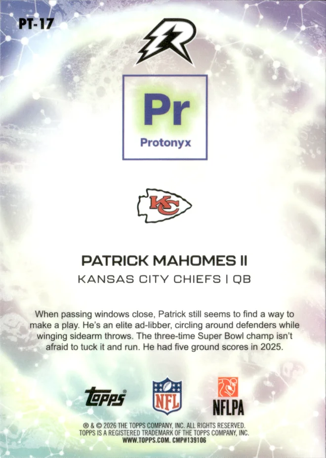 Patrick Mahomes II card back