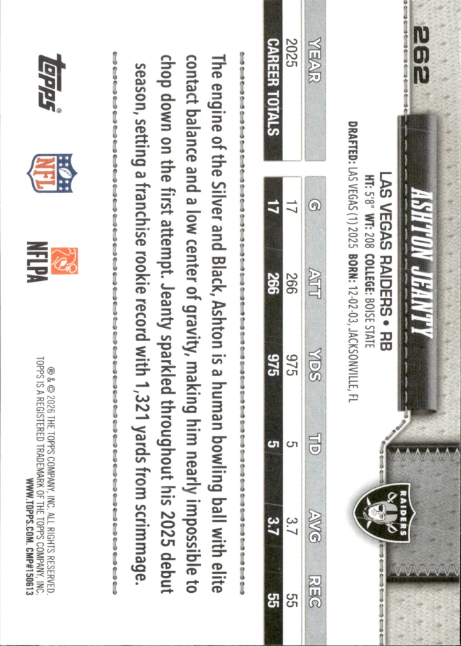 Ashton Jeanty card back