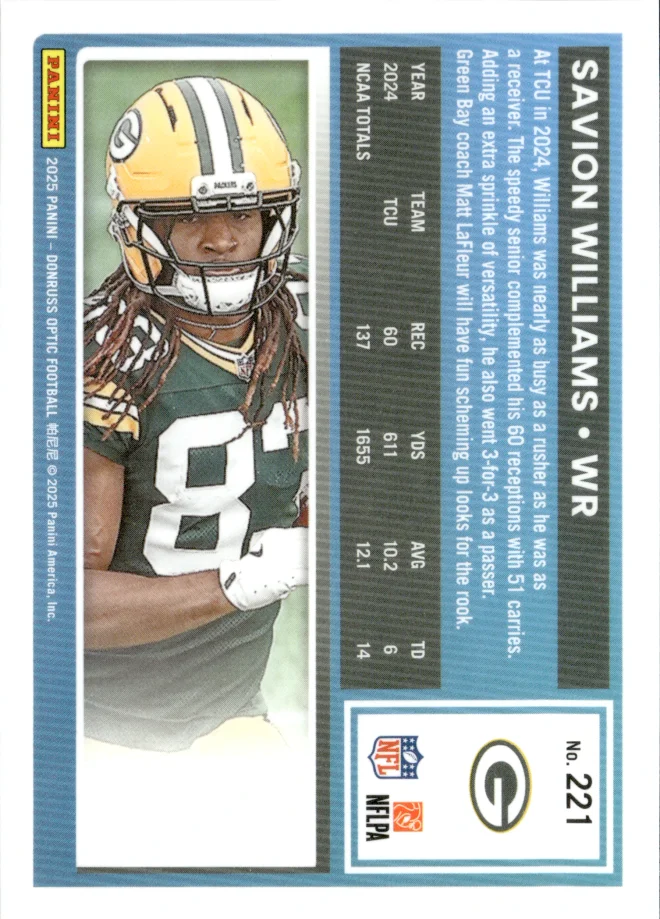 Savion Williams card back