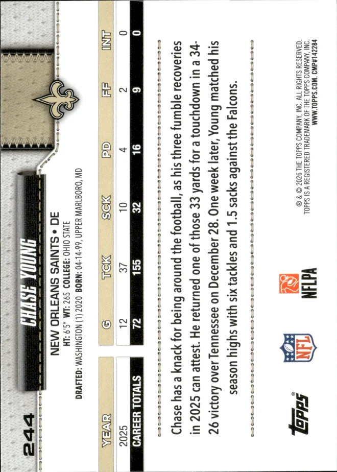 Chase Young card back