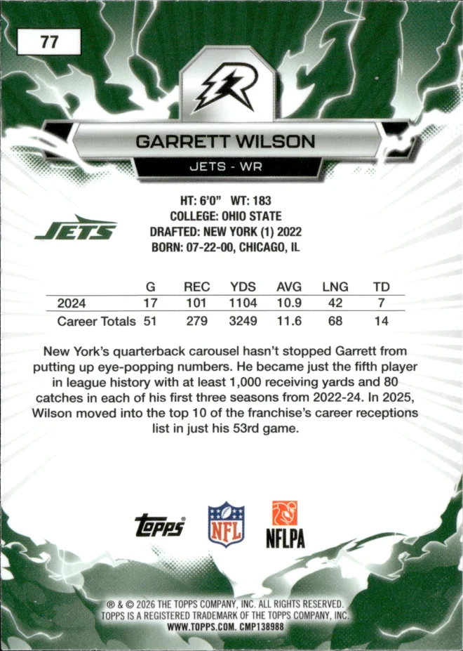 Garrett Wilson card back