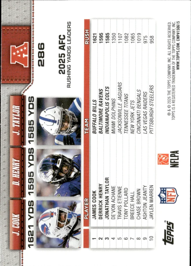 James Cook / Derrick Henry / Jonathan Taylor card back