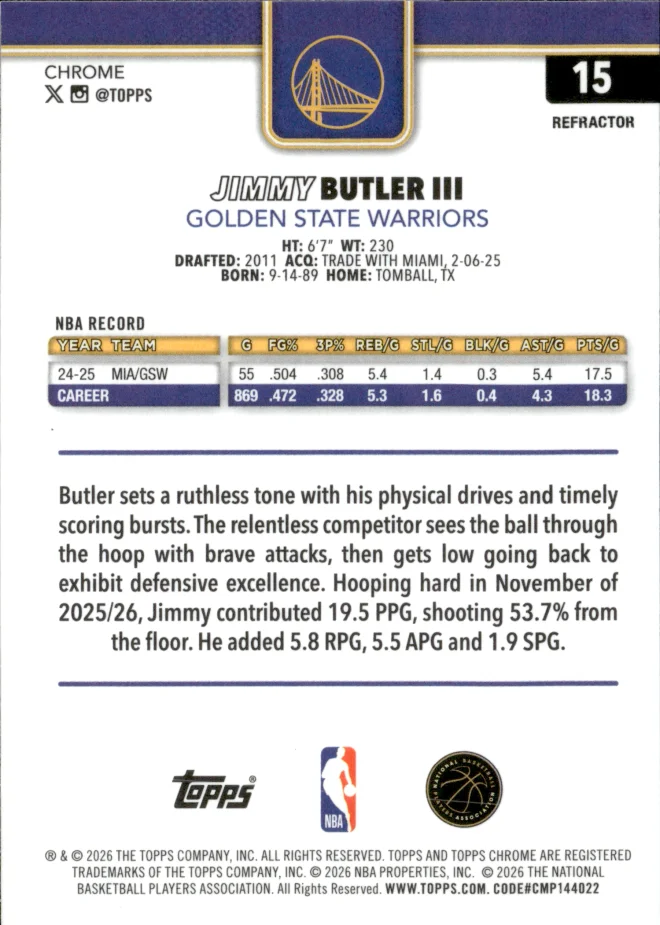 Jimmy Butler III card back