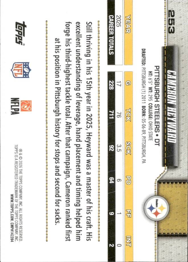 Cameron Heyward card back