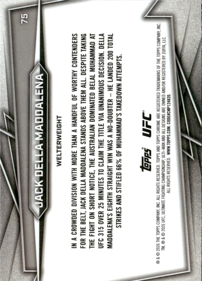 Jack Della Maddalena card back
