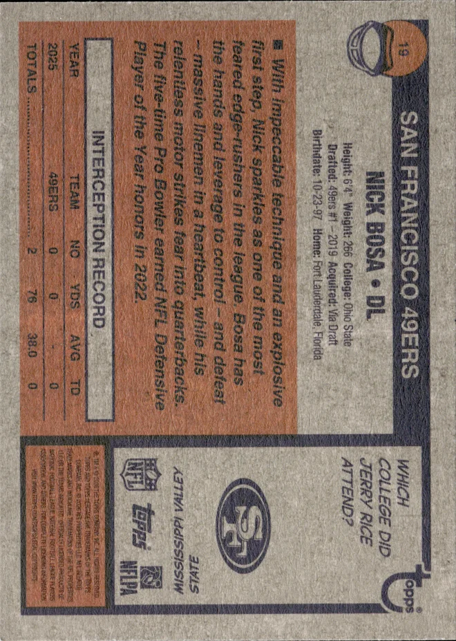 Nick Bosa card back
