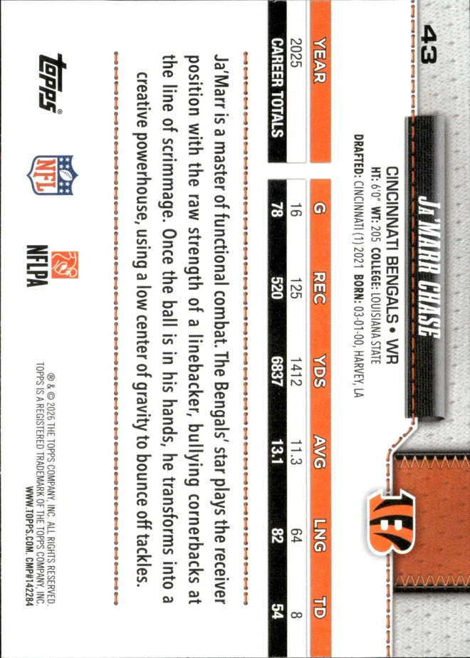 Ja'Marr Chase card back