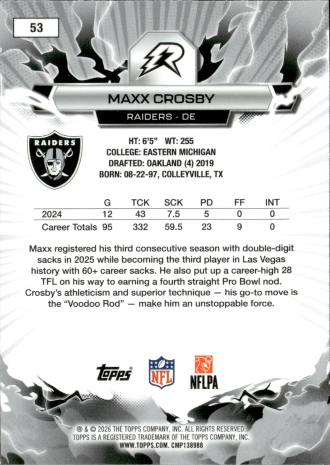 Maxx Crosby card back