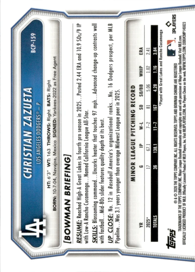 Christian Zazueta card back