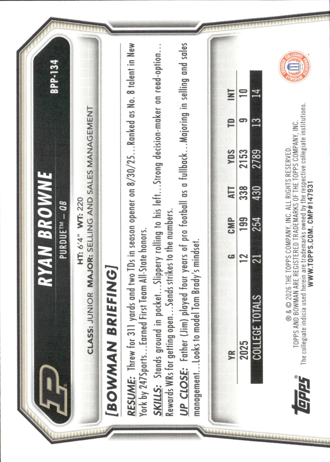 Ryan Browne card back