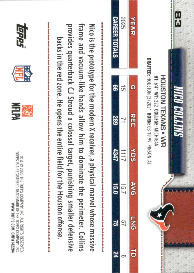 Nico Collins card back