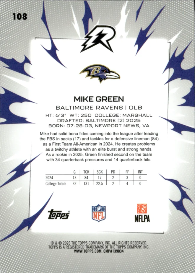 Mike Green card back