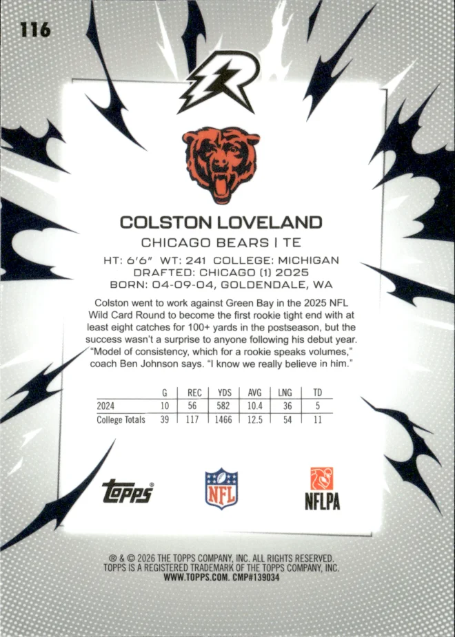 Colston Loveland card back