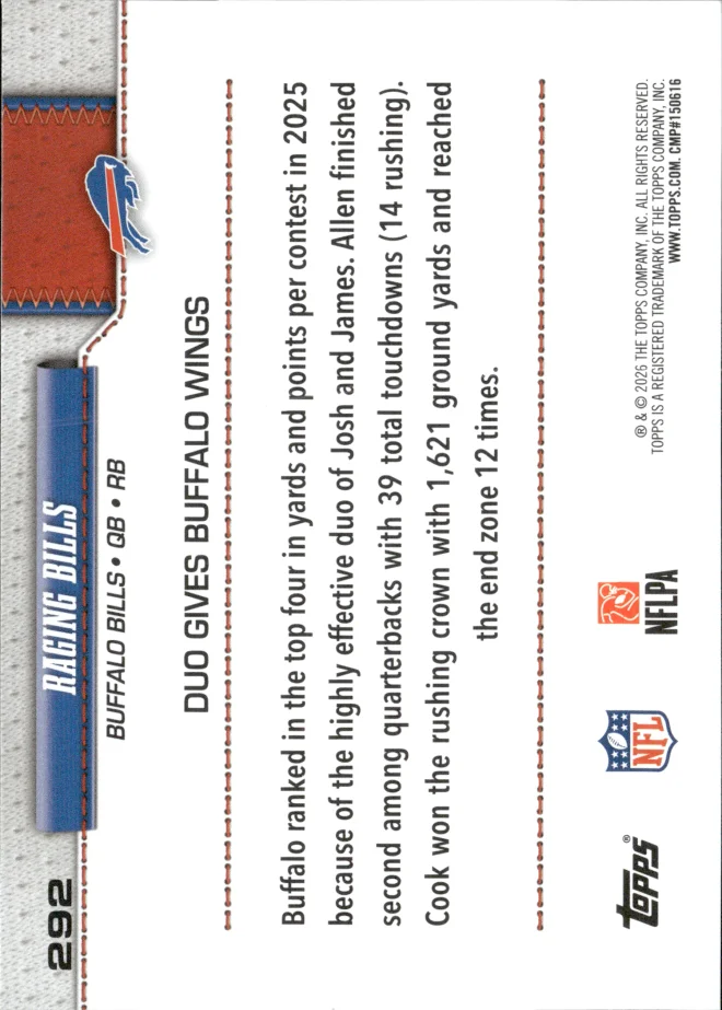 Josh Allen / James Cook card back