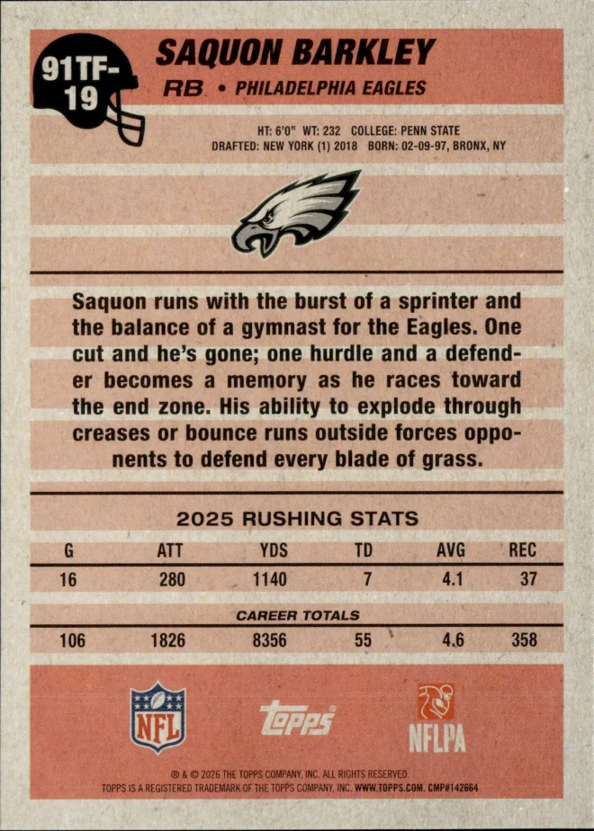 Saquon Barkley card back