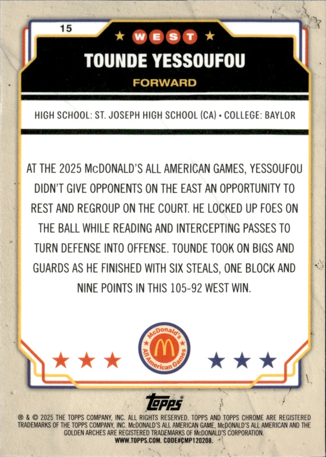 Tounde Yessoufou card back
