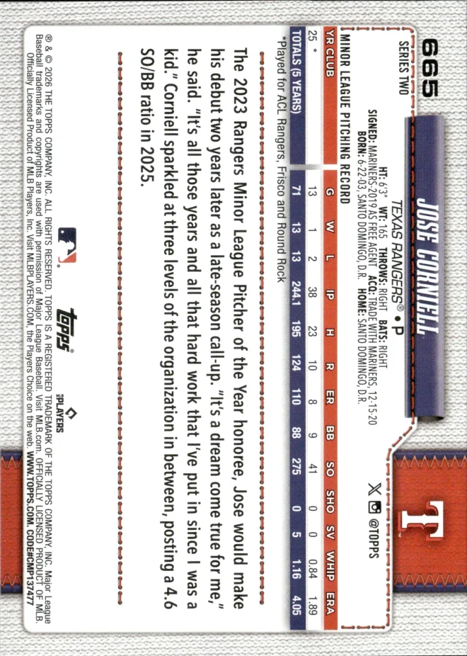 Jose Corniell card back