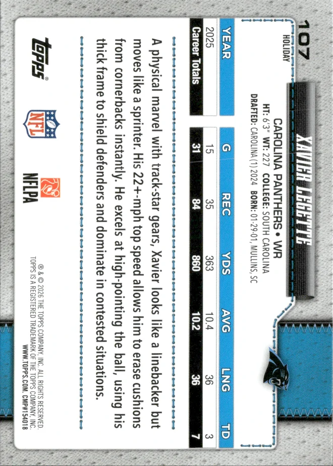 Xavier Legette card back