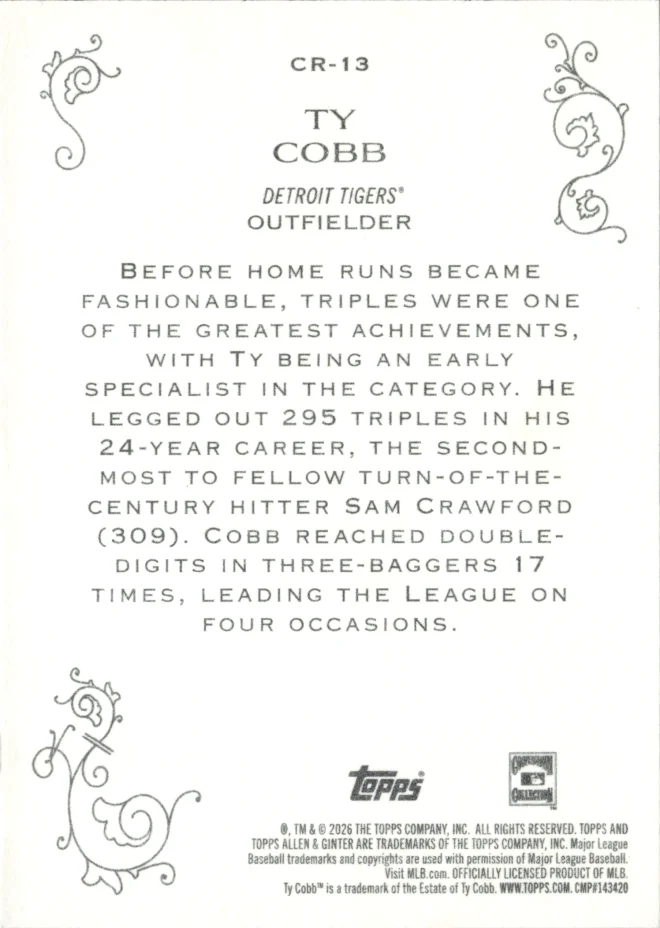 Ty Cobb card back