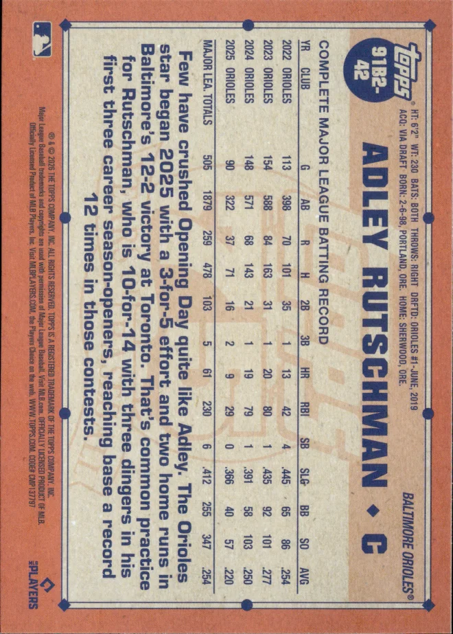 Adley Rutschman card back