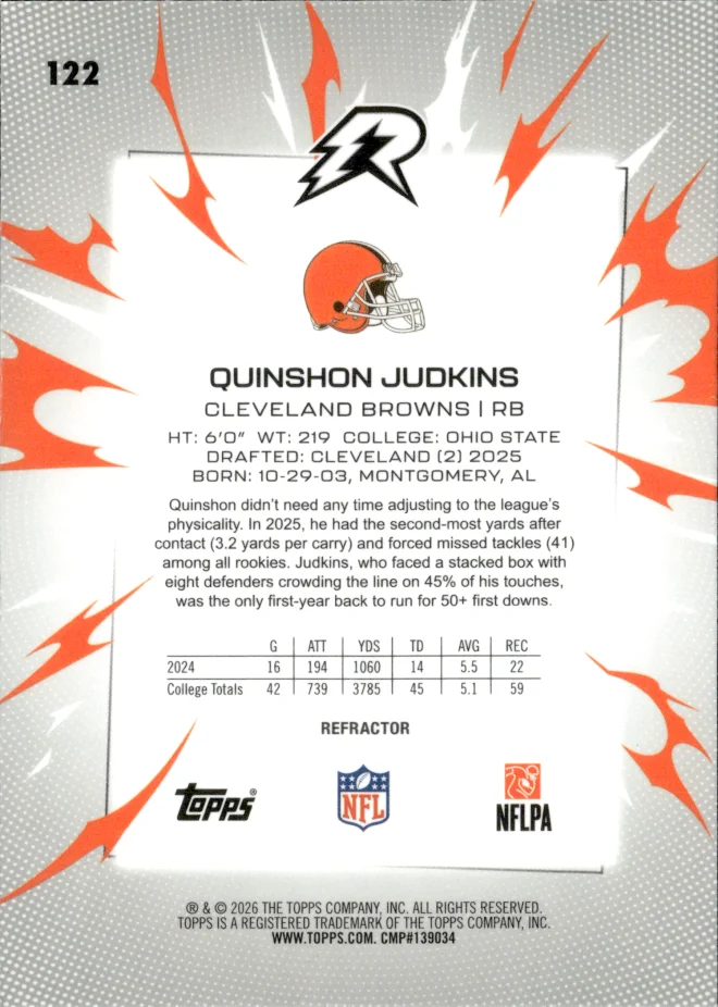 Quinshon Judkins card back