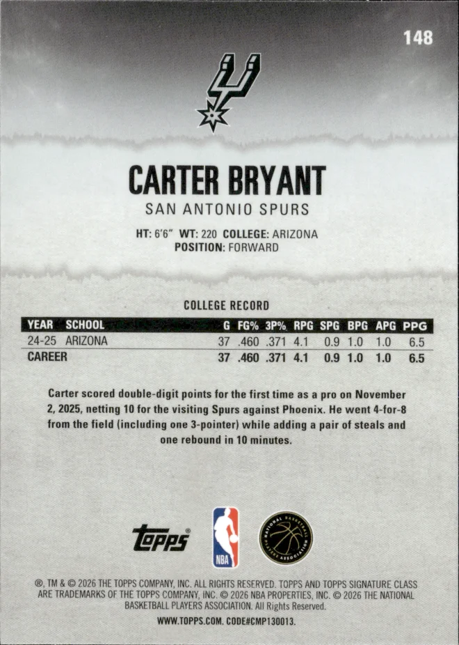 Carter Bryant card back