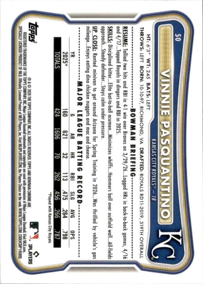 Vinnie Pasquantino card back