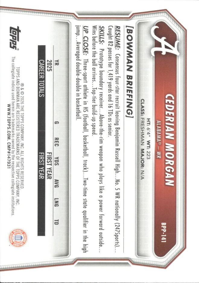 Cederian Morgan card back