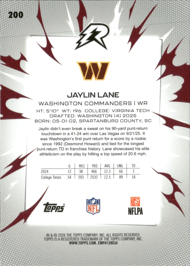 Jaylin Lane card back