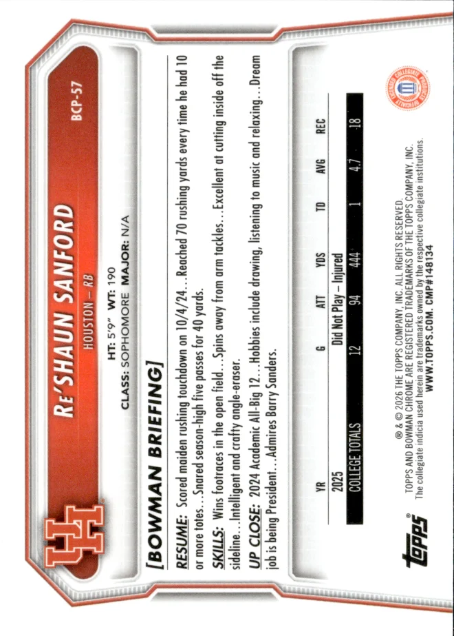 Re'Shaun Sanford card back
