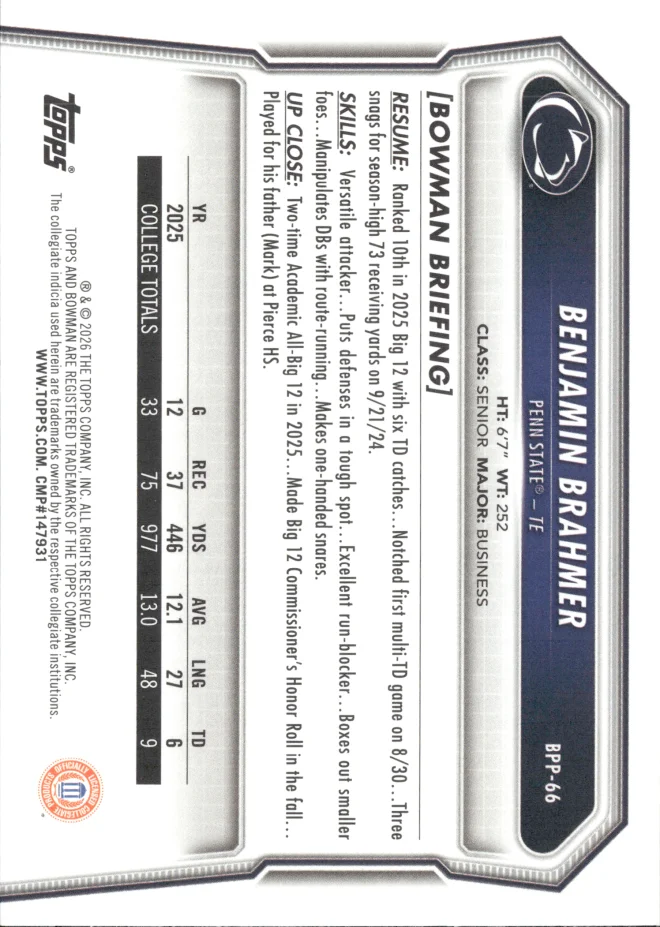 Benjamin Brahmer card back